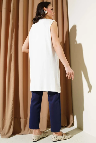 Önü Taş Süslemeli İçlik Ekru - Resim 3