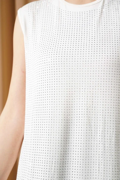 Önü Taş Süslemeli İçlik Ekru - Resim 4