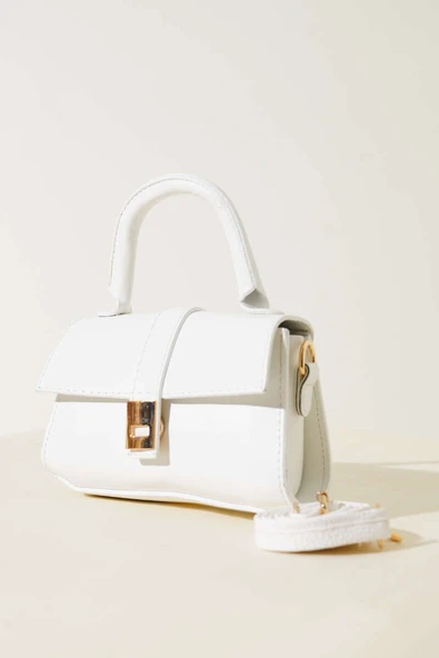 Mıknatıslı El Çantası Beyaz ürün görseli 1