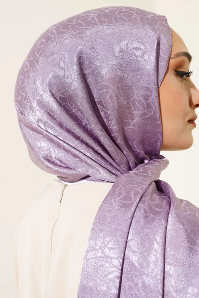 Çizik Desen Jakar Melisa Şal Lila - 25 - Resim 4