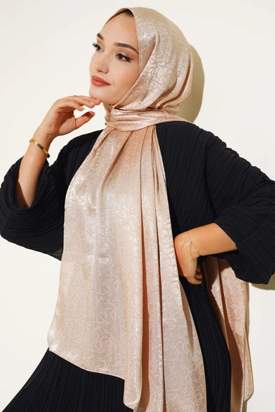 Çizik Desen Jakar Melisa Şal Camel - 10 - 2