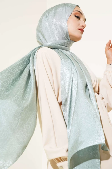 Çizik Desen Jakar Melisa Şal Mint - 87