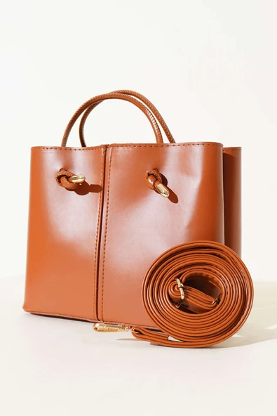 Dikiş Detaylı Kadın El Çantası Taba ürün görseli 1