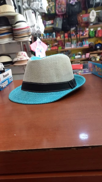 çocuk fötr şapka unisex model renkli yazlık paper iplik 50 cm - 2