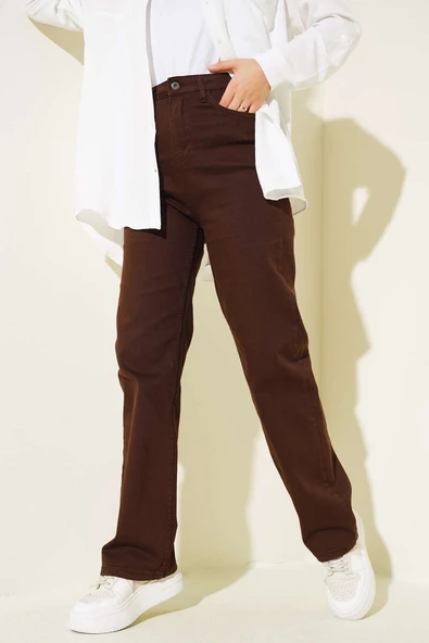 Uzun Salaş Kot Pantolon Kahve - Resim 2