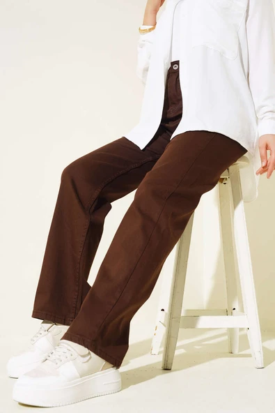 Uzun Salaş Kot Pantolon Kahve ürün görseli 1