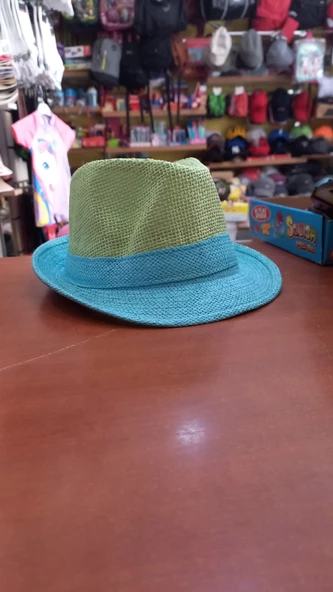 çocuk fötr şapka unisex model renkli yazlık paper iplik 52 cm - 2