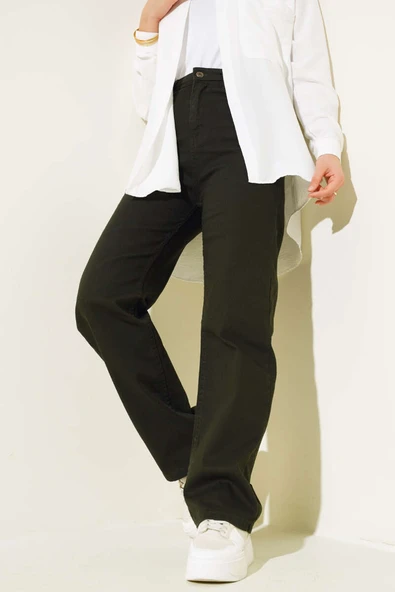 Uzun Salaş Kot Pantolon Haki ürün görseli 1