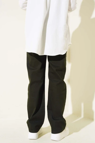 Uzun Salaş Kot Pantolon Haki - Resim 3