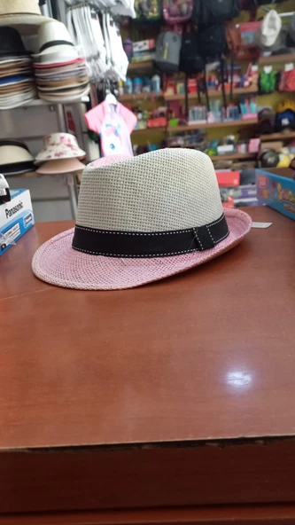 çocuk fötr şapka unisex model renkli yazlık paper iplik 52 cm - 2