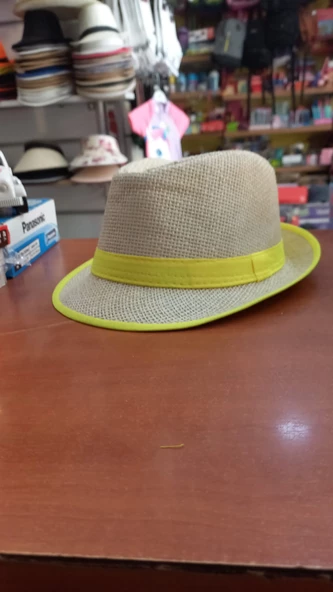 çocuk fötr şapka unisex model renkli yazlık paper iplik 52 cm - 2