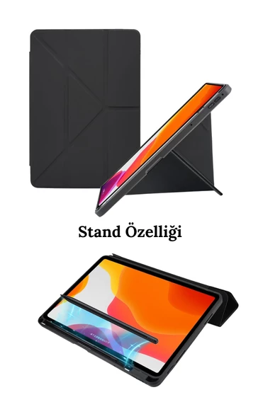 Galaxy Tab S6 Lite P620 2024 Wifi Uyumlu Trifolding Akıllı Uyku Modlu Silikon Tablet Kılıfı - Resim 10