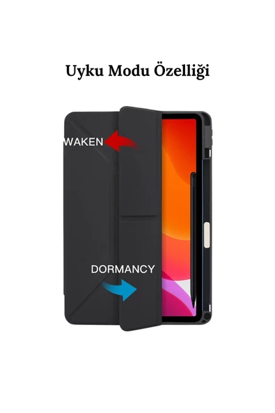 Galaxy Tab S6 Lite P620 2024 Wifi Uyumlu Trifolding Akıllı Uyku Modlu Silikon Tablet Kılıfı - Resim 11