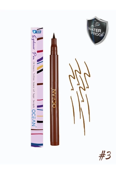 Ocean Kahverengi Eyeliner, Likit Kalem Eyeliner, Suya Dayanıklı, Yoğun Pigmentli