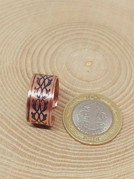 Motifli Bakır Yüzük (Ayarlanabilir) (52776) - Resim 2