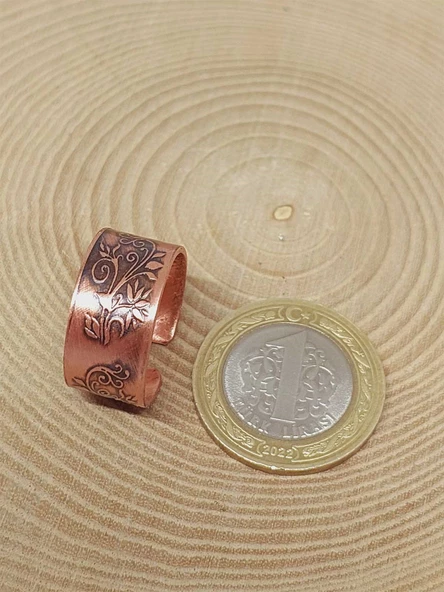 Motifli Bakır Yüzük (Ayarlanabilir) (52778) - Resim 2