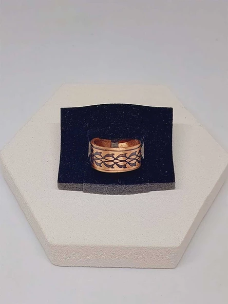 Motifli Bakır Yüzük (Ayarlanabilir) (52776) - Resim 4