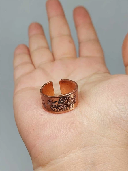 Motifli Bakır Yüzük (Ayarlanabilir) (52778) - Resim 3