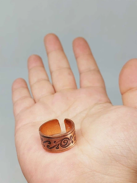 Motifli Bakır Yüzük (Ayarlanabilir) (52770) - Resim 3