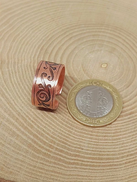 Motifli Bakır Yüzük (Ayarlanabilir) (52770) - Resim 2