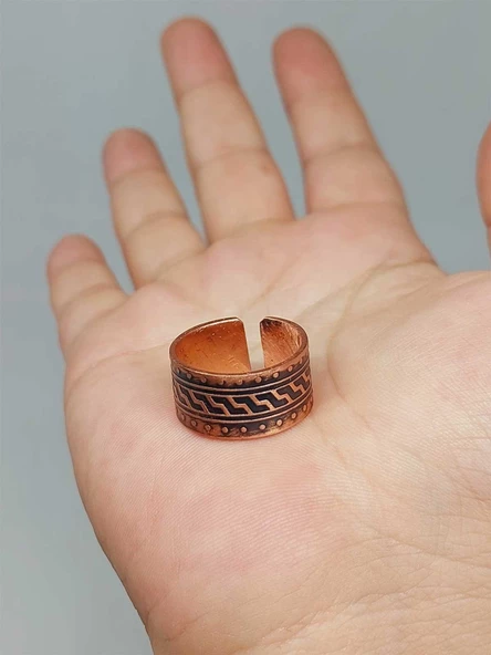 Motifli Bakır Yüzük (Ayarlanabilir) (52764) - Resim 3