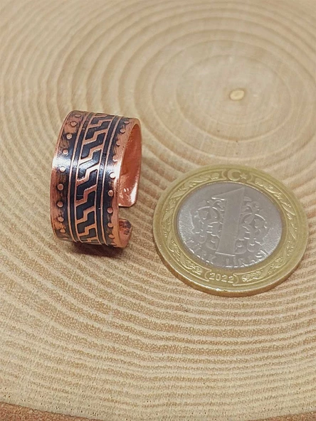 Motifli Bakır Yüzük (Ayarlanabilir) (52764) - Resim 2