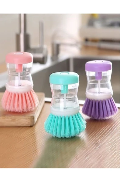 Sıvı Deterjan Hazneli Bulaşık Fırçası Hazneli Mutfak Banyo Lavabo Yıkama Fırçası 1 Adet