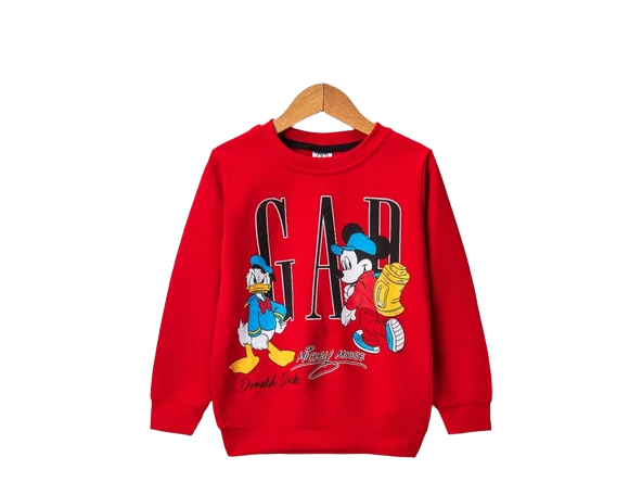 Erkek Çocuk Bisiklet Yaka Karekter Baskılı Sweatshirt