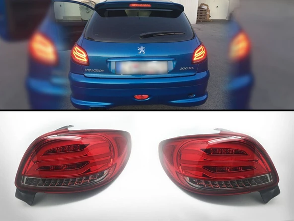 AUTOGP Peugeot 206 stop lambası ledli kırmızı - 4