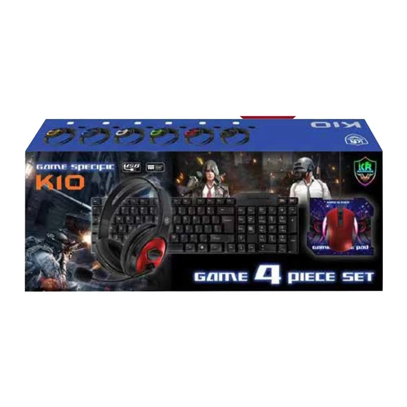 Pazariz Oyuncu Seti Klavye+Mouse Mouse Pad+Kulaklık K10 Gamer Set