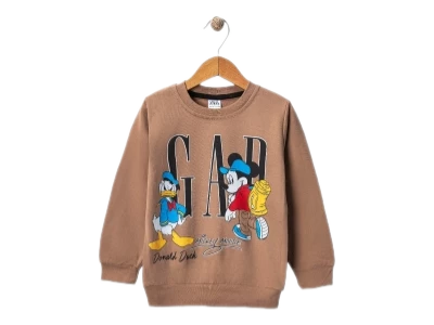 Erkek Çocuk Bisiklet Yaka Gap Baskılı Sweatshirt