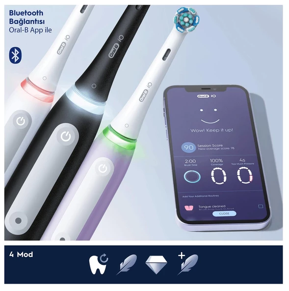 Oral-B İo 4 Şarjlı Diş Fırçası - Mat Siyah - Resim 6