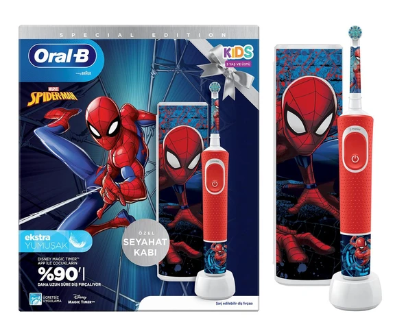 Oral-B D100 Vitality  Çocuklar İçin Ekstra Yumuşak Şarj Edilebilir Diş Fırçası ve Seyahat Kabı