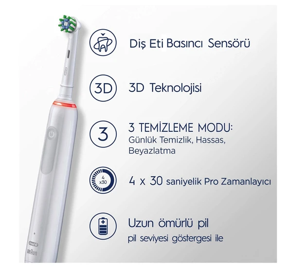 Oral-B Pro 3 3500 Şarj Edilebilir Beyaz Diş Fırçası - 2