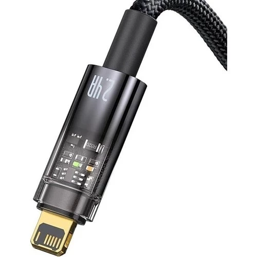 Şeffaf Uçlu iPhone 45w Usb Hızlı ve Dayanıklı Şarj ve Data Işıklı Örgü Kablo 1 Metre - 5