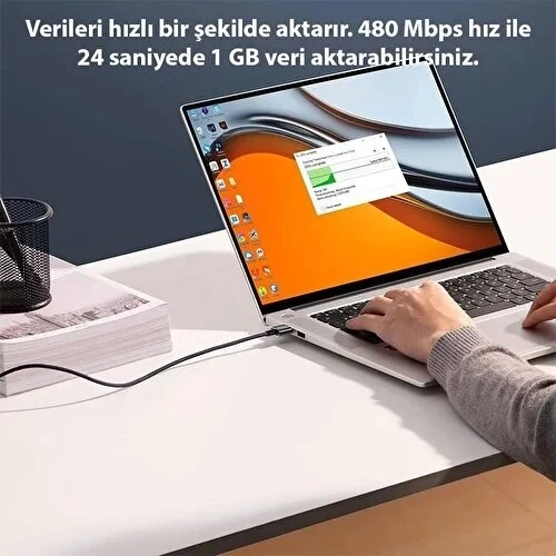 Şeffaf Uçlu iPhone 45w Usb Hızlı ve Dayanıklı Şarj ve Data Işıklı Örgü Kablo 1 Metre - 3