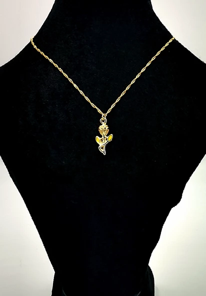 Gold Renk Zincir Figürlü Kararmaz Özel Tasarım Kolye ürün görseli 1