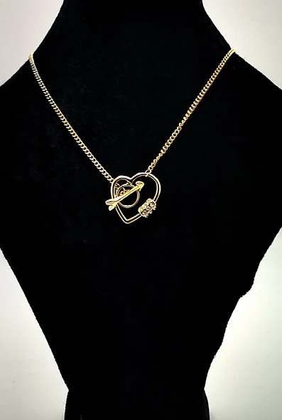 Gold Renk Zincir Figürlü Kararmaz Özel Tasarım Kolye ürün görseli 1