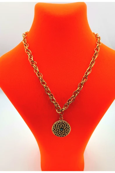 Gold Renk Zincir Figürlü Kararmaz Özel Tasarım Kolye ürün görseli 1