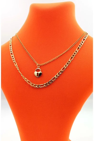 Gold Renk Zincir Figürlü Kararmaz Özel Tasarım Kolye ürün görseli 1