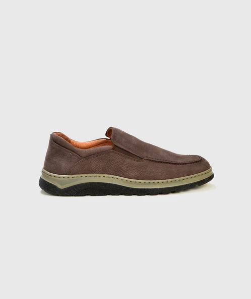 Erkek Ortopedik Iç Dış Komple Deri Ultra Rahat Günlük Comfort Ayakkabı 3000-4 Kahve Nubuk Mark