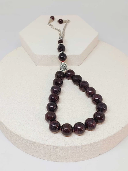 Lal (Garnet - Granat) Taşı 17lik Efe Tesbih 12mm (52866) - Resim 3