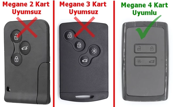 Renault Megane 4 Talisman Duster Sandero Nano Kart Kılıfı Kumanda Kılıfı Oto Anahtarlık Siyah - 5