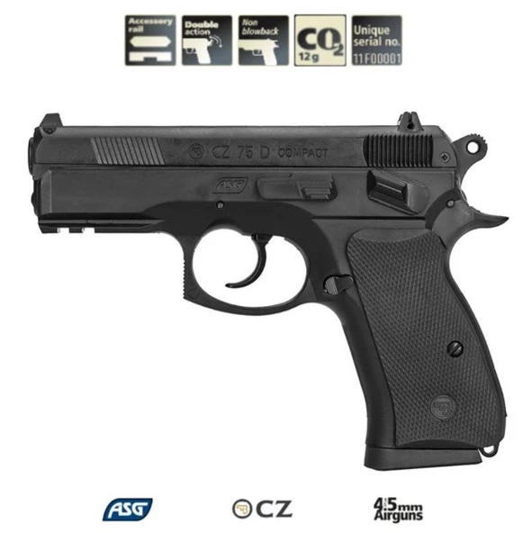 ASG CZ75 D COMPACT SİYAH HAVALI 16086 4.5 mm