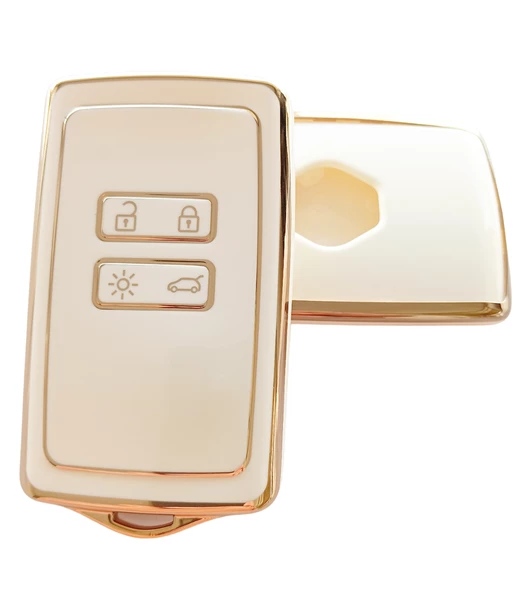 Renault Megane 4 Talisman Duster Sandero Nano Kart Kılıfı Kumanda Kılıfı Oto Anahtarlık Beyaz ürün görseli 1