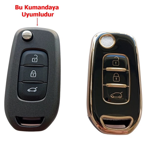 Megane 4 Clio 5 Kadjar Captur Logan Sandero Duster Anahtar Kumanda Kılıfı Oto Anahtarlık Siyah - 4