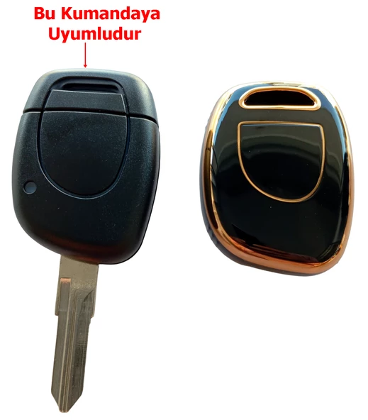 Renault Clio 2 Kangoo Tek Buton Uyumlu Kumanda Anahtar Kılıfı Oto Anahtarlık Siyah - 5