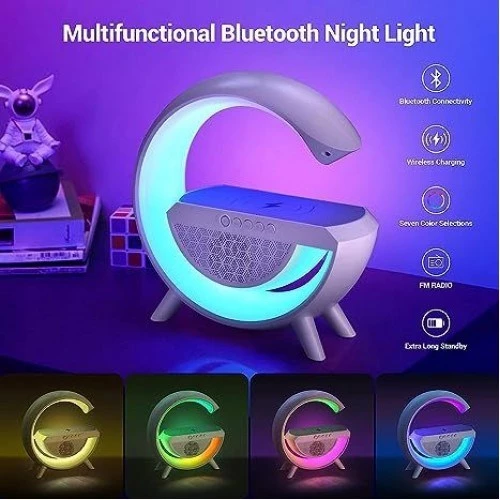 Büyük Boy Masa Gece Lambası Kablosuz Hızlı Şarj Bluetooth Hoparlör Speaker Gece Lambası Led G Lamba - 11