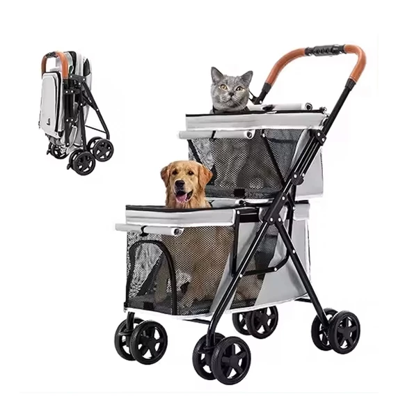 Yasomi PatiGo LD03M 2 Katlı Katlanabilir Kedi ve Köpek Arabası (Gri)