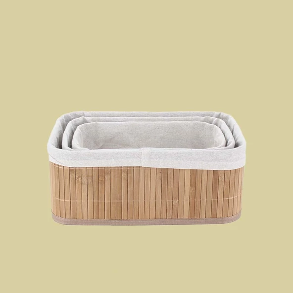 Bambu Sepet Havluluk Takı Sepeti Bambu Organizer Sepet 3 Lü